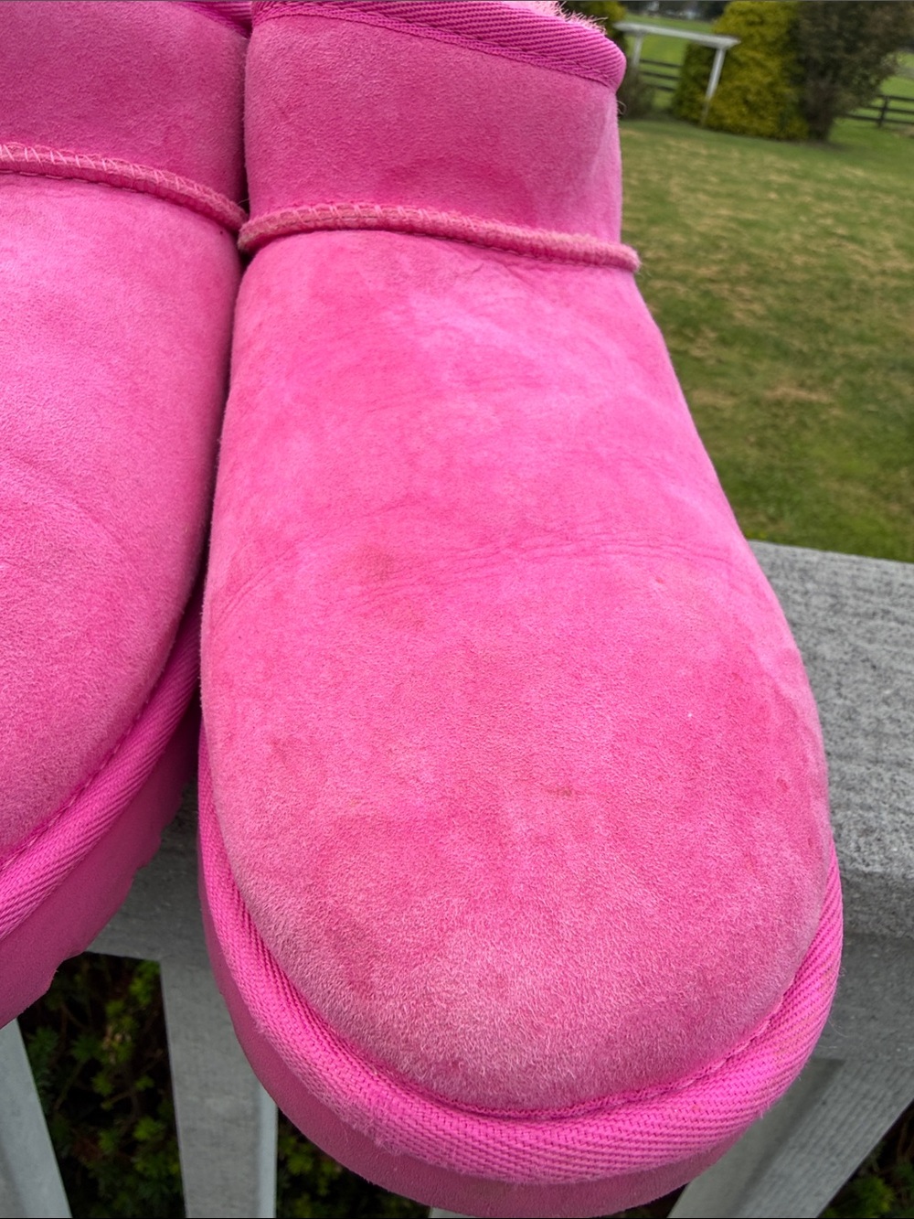UGG Women's Short Suede Ankle Booties in Bright Pink, Size 11 - Picture 4 of 12
